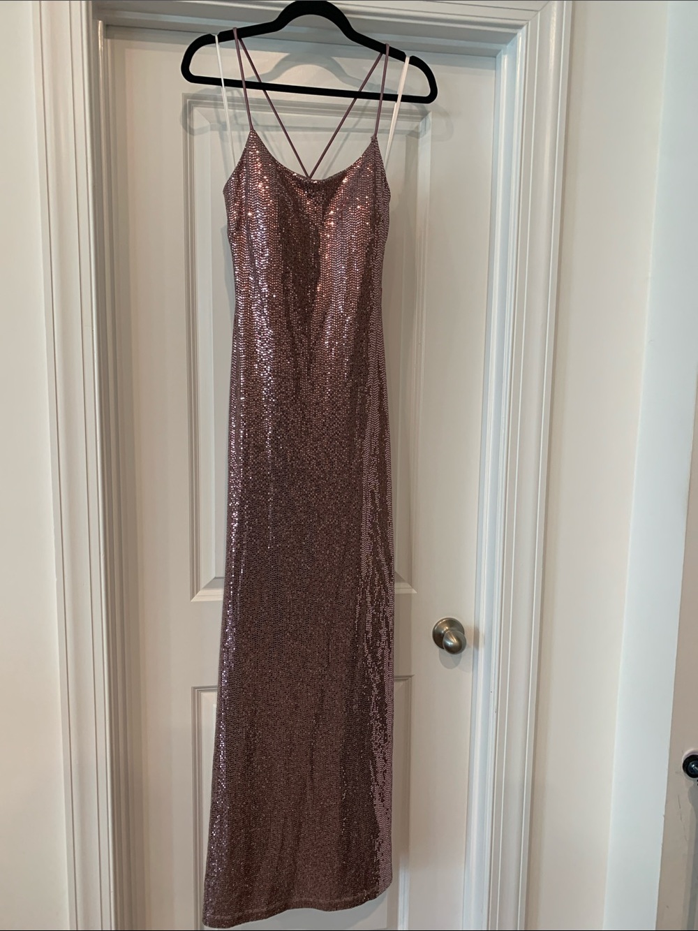 Sequin Slip Maxi Dress in Rose Quartz formal 6 NWT